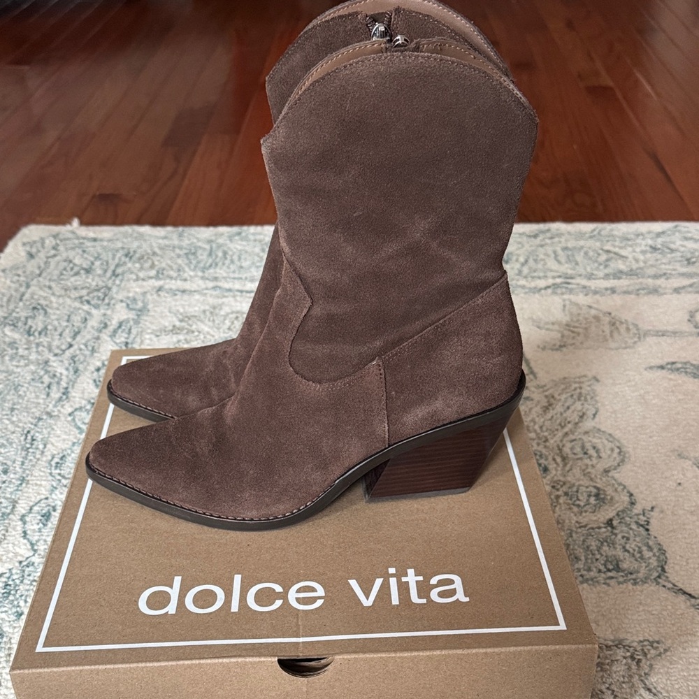 Dolce Vita Brown Suede Heeled Western Boots
